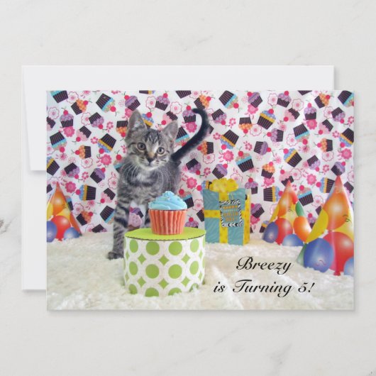 Patton (chat/chaton) Invitation d'anniversaire (Devant)