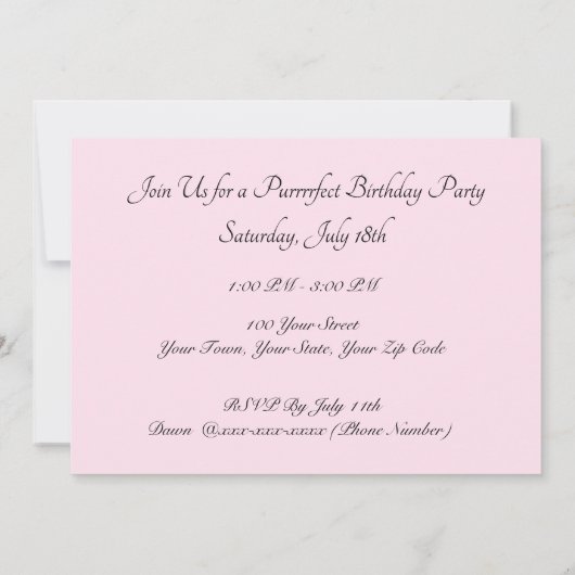 Patton (chat/chaton) Invitation d'anniversaire (Dos)