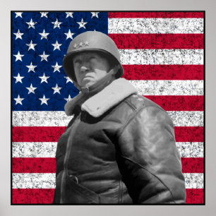 Patton en de Amerikaanse vlag — Grens Poster