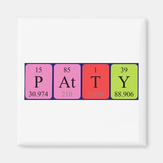 Patty periodieke table name magnet magneet (Voorkant)