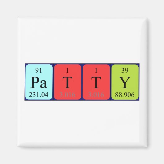 Patty periodieke table name magnet magneet (Voorkant)
