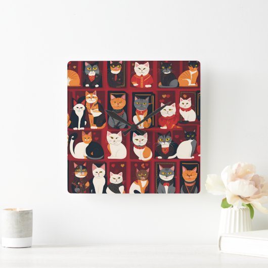 patwork chats AI art horloge murale (Maison)