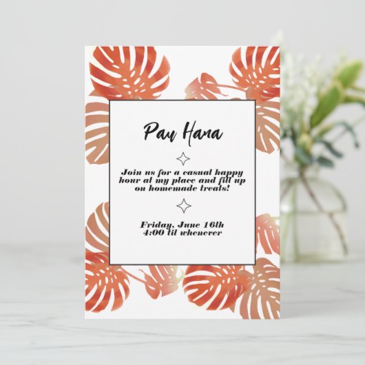 Pau Hana Invites Kaart (Staand voorkant)