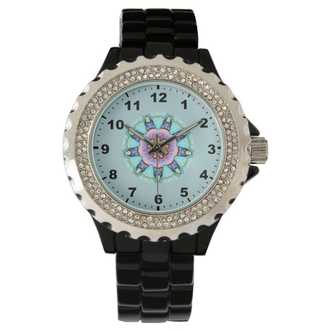 ~ Paua Shell Fractal ~ Horloge (Voorkant)