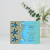 Paua Shell Starfish Beach Afstuderen Invitation Kaart (Staand voorkant)