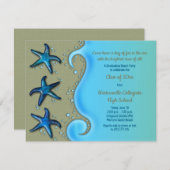 Paua Shell Starfish Beach Graduation Invitation (Devant / Derrière)
