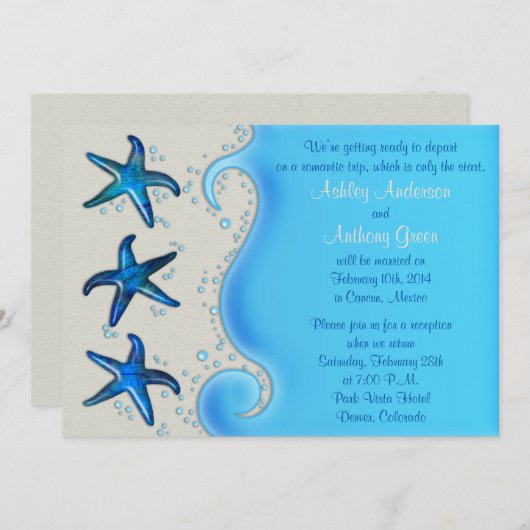 Paua Shell Starfish Post Wedding Reception 2 Kaart (Voorkant / Achterkant)