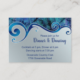 Paua shell & Waves Wedding Receptie Kaart
