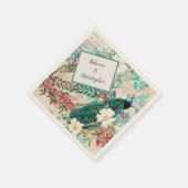 Pauken en bloemen Blauwgroen, Ivoor en Goud Servet (Hoek)