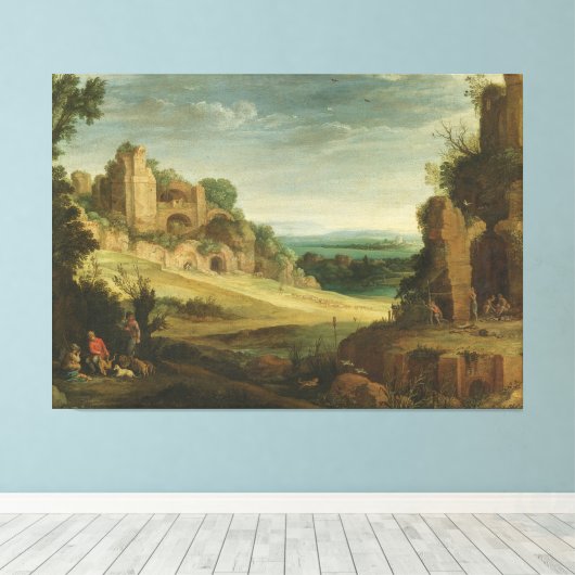 Paul Bril Landschap met een jachtpartij Canvas Afdruk (Insitu (Houten vloer))