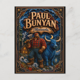 Paul Bunyan en Babe Minnesota Popcut Legends Briefkaart