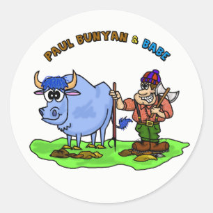 Paul Bunyan en Babe The Blue Ox Stickers