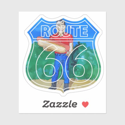 Paul Bunyon Hot Dog man op route 66 Sticker (Vel)