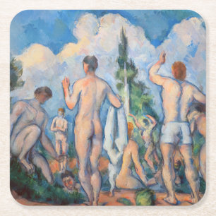 Paul Cezanne - Badenden Vierkante Kartonnen Onderzetter