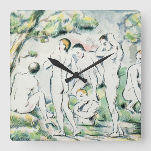 Paul Cezanne | Bathers, Small bord Vierkante Klok (Voorkant)