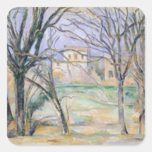 Paul Cezanne   Bomen en huizen, 1885-86 Vierkante Sticker