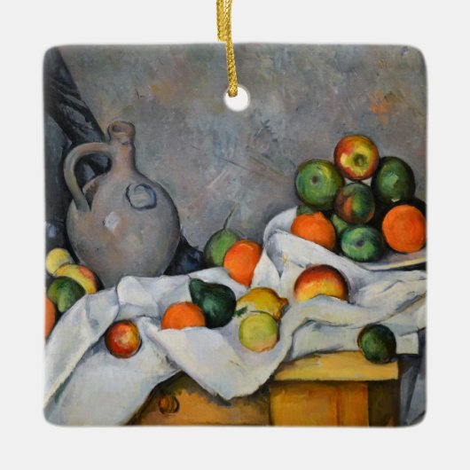 Paul Cezanne - Curtain, Jug en Fruit Bowl Keramisch Ornament (Voorkant)