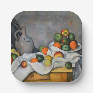 Paul Cezanne - Curtain, Jug en Fruit Bowl Papieren Bordje