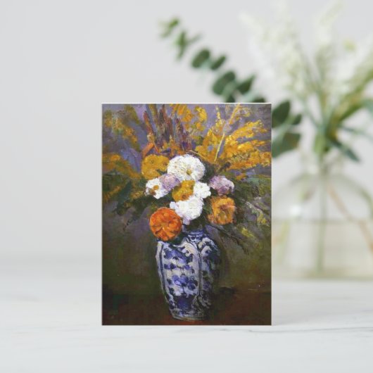 Paul Cezanne  Dahlias in een Delft Vase Briefkaart (Staand voorkant)