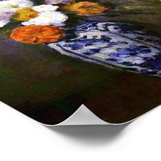Paul Cezanne  Dahlias in een Delft Vase Poster (Hoek)