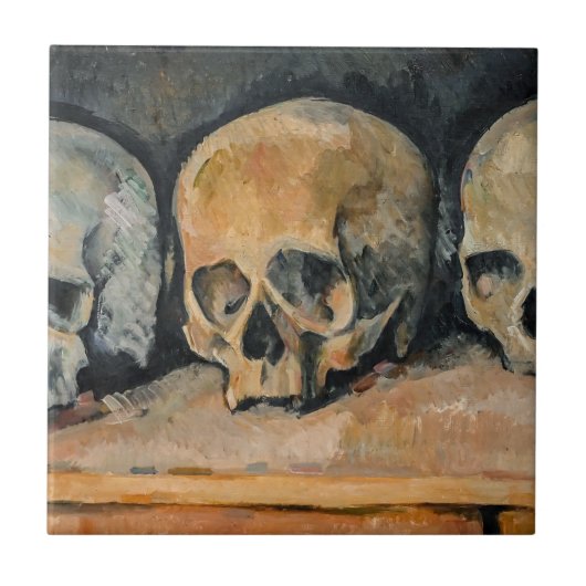 Paul Cezanne - De drie schedel Tegeltje (Voorkant)