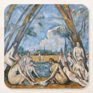 Paul Cezanne - De Grote Baders Vierkante Kartonnen Onderzetter