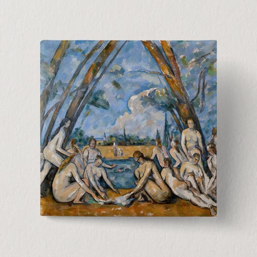 Paul Cezanne - De Grote Bathers Vierkante Button 5,1 Cm (Voorkant)