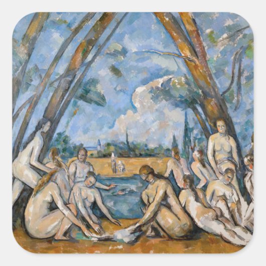 Paul Cezanne - De Grote Bathers Vierkante Sticker (Voorkant)