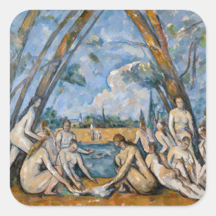 Paul Cezanne - De Grote Bathers Vierkante Sticker