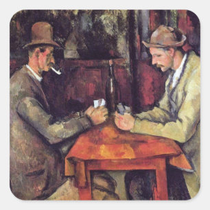 Paul Cezanne - De kaart speelt het fijne Kunstschi Vierkante Sticker