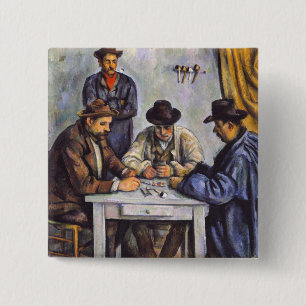 Paul Cezanne - De kaartspelers Vierkante Button 5,1 Cm