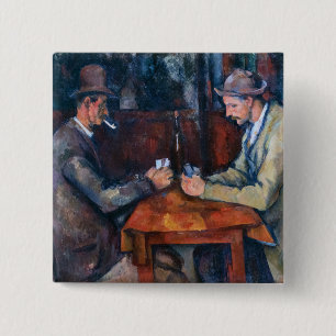 Paul Cezanne - De kaartspelers Vierkante Button 5,1 Cm