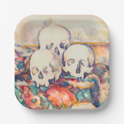 Paul Cezanne - De Waterverf van de Drie Skull Papieren Bordje (Voorkant)