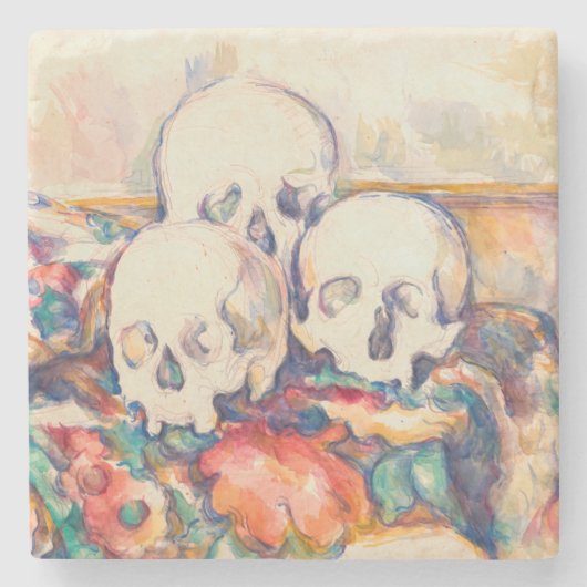 Paul Cezanne - De Waterverf van de Drie Skull Stenen Onderzetter (Voorkant)