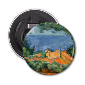 Paul Cezanne - Estaque met Red Roofs Button Flesopener (Voorkant)