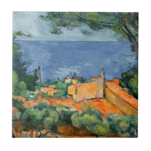 Paul Cezanne - Estaque met Red Roofs Tegeltje