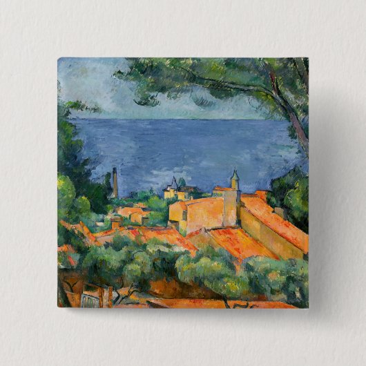Paul Cezanne - Estaque met Red Roofs Vierkante Button 5,1 Cm (Voorkant)