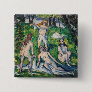 Paul Cezanne - Four Bathers Vierkante Button 5,1 Cm