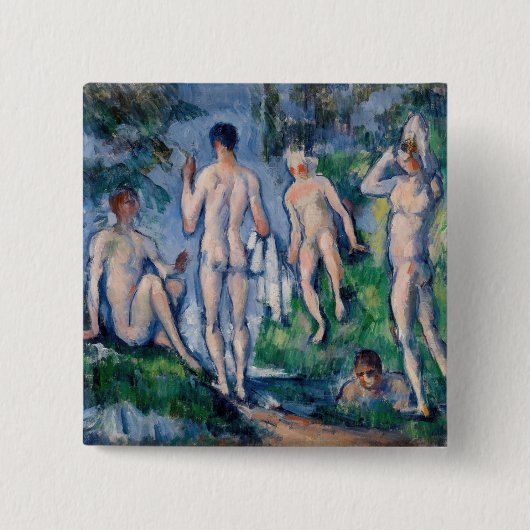 Paul Cezanne - Groep Bathers Vierkante Button 5,1 Cm (Voorkant)