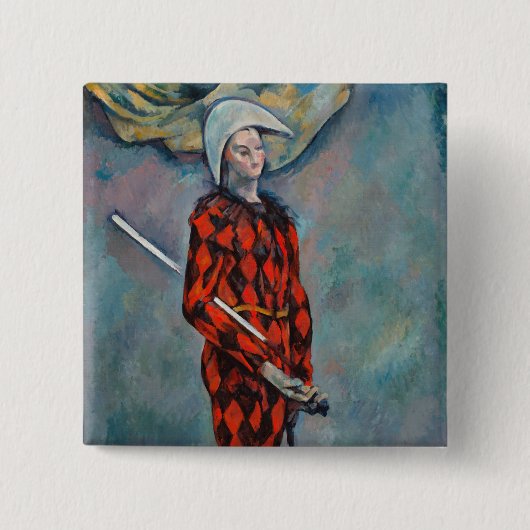Paul Cezanne - Harlequin Vierkante Button 5,1 Cm (Voorkant)