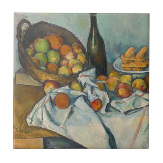 Paul Cezanne - Het mandje appels Tegeltje (Voorkant)