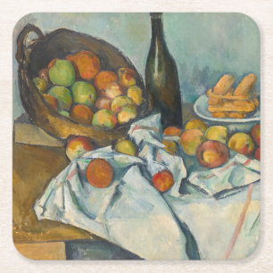 Paul Cezanne - Het mandje appels Vierkante Kartonnen Onderzetter