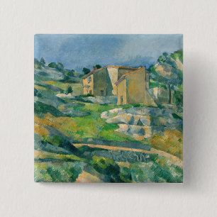 Paul Cezanne - Huizen in Provence, Riaux-vallei Vierkante Button 5,1 Cm