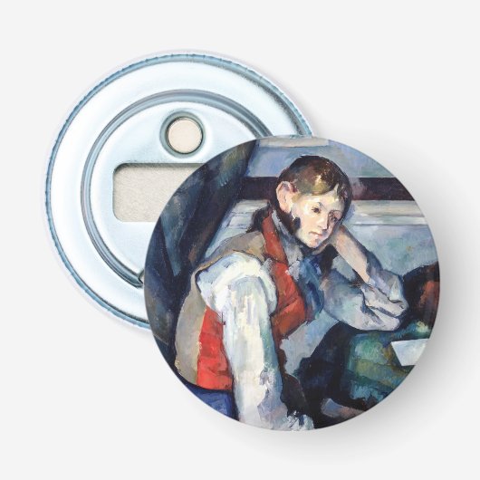 Paul Cezanne - Jongen in de Rode Vest Button Flesopener (Voorkant)