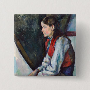 Paul Cezanne - Jongen in de Rode Vest Vierkante Button 5,1 Cm