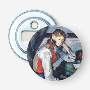 Paul Cezanne - Jongen in het rode vest Button Flesopener