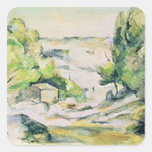 Paul Cezanne Land in Provence Vierkante Sticker