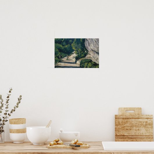 Paul Cezanne - Landschap. Weg met bomen in Rocky Poster (Keuken)