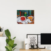 Paul Cezanne leeft nog steeds met kersen en perzik Poster (Thuiskantoor)