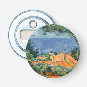 Paul Cezanne - L'Estaque met rode daken Button Flesopener